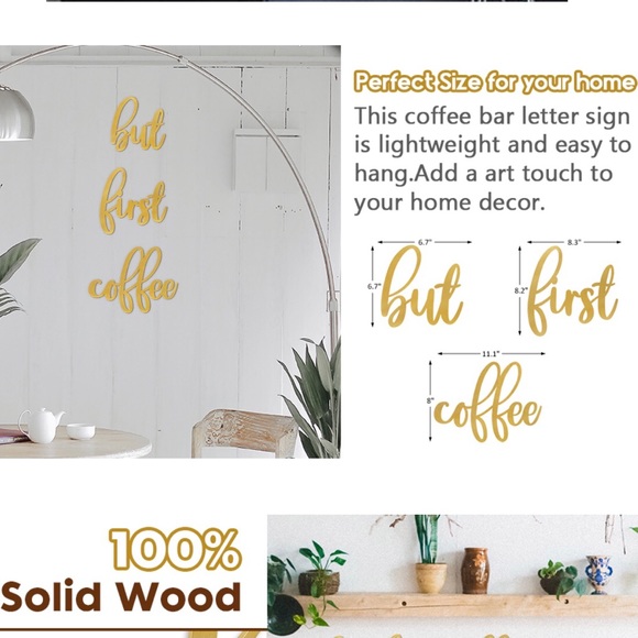 But First Coffee Gold Wall Words Sign Decor - Picture 7 of 9
